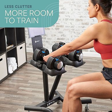 LifePro Adjustable Dumbbell Stand Rack with Phone Holder