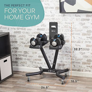 LifePro Adjustable Dumbbell Stand Rack with Phone Holder