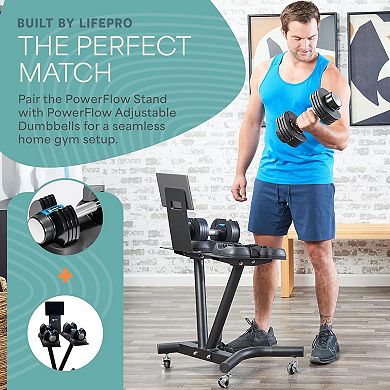 LifePro Adjustable Dumbbell Stand Rack with Phone Holder
