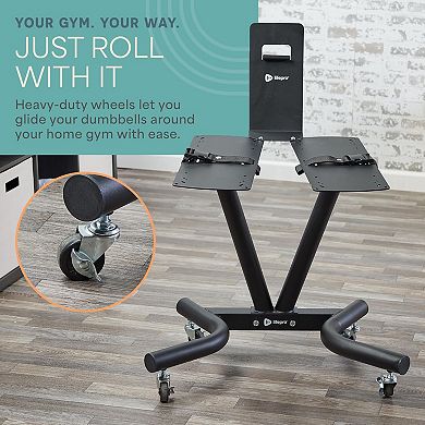 LifePro Adjustable Dumbbell Stand Rack with Phone Holder