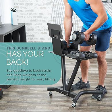 LifePro Adjustable Dumbbell Stand Rack with Phone Holder