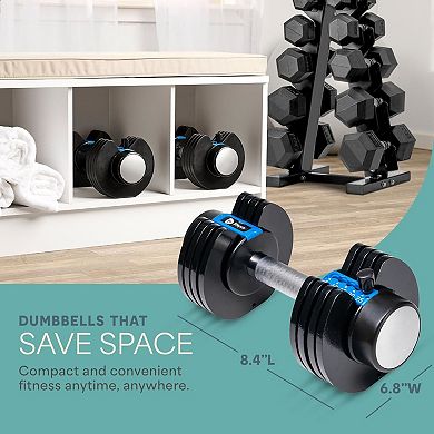 Lifepro 5-in-1 Adjustable Dumbbell 15-43 lb with Rack