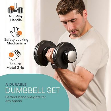 Lifepro 5-in-1 Adjustable Dumbbell 15-43 lb with Rack