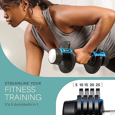 Lifepro 5-in-1 Adjustable Dumbbell 15-43 lb with Rack