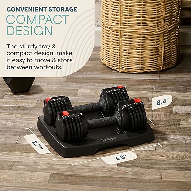 Lifepro Adjustable Dumbbells 5-in-1 15lb–43lb with Storage Rack