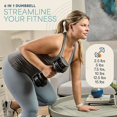 Lifepro Adjustable Dumbbells 5-in-1 15lb–43lb with Storage Rack