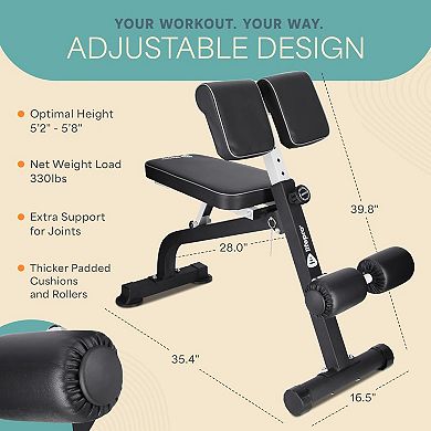 LifePro Adjustable Foldable Roman Chair Hyperextension Bench