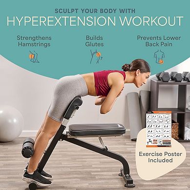 LifePro Adjustable Foldable Roman Chair Hyperextension Bench