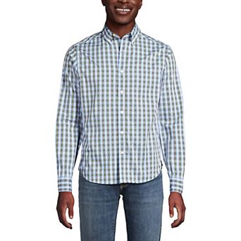 Men's Lands' End Long Sleeve Tailored Fit Travel Kit Shirt