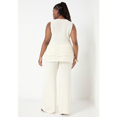 June & Vie Women's Plus Size Ruffled-Hem Peplum Tank Top