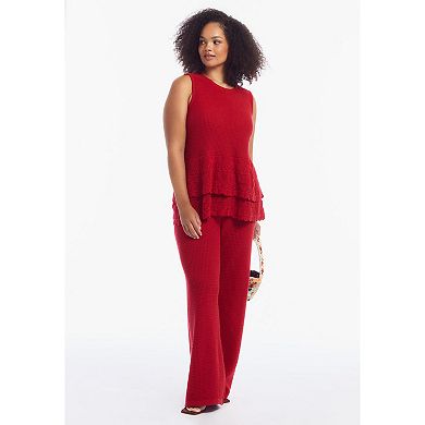 June & Vie Women's Plus Size Ruffled-Hem Peplum Tank Top