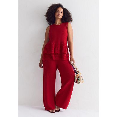 June & Vie Women's Plus Size Ruffled-Hem Peplum Tank Top