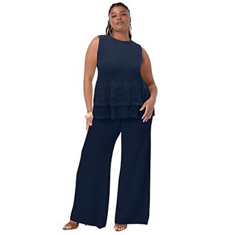 June & Vie Women's Plus Size Ruffled-Hem Peplum Tank Top