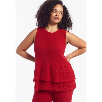 June & Vie Women's Plus Size Ruffled-Hem Peplum Tank Top