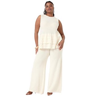 June & Vie Women's Plus Size Ruffled-Hem Peplum Tank Top
