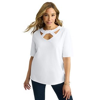 Jessica London Women's Plus Size Cutout A-Line Top