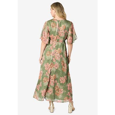 Roaman's Women's Plus Size Striped Lurex Maxi Dress