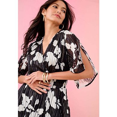 Roaman's Women's Plus Size Striped Lurex Midi Dress