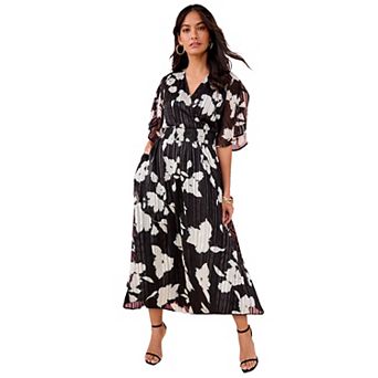 Roaman's Women's Plus Size Striped Lurex Maxi Dress