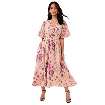 Roaman's Women's Plus Size Striped Lurex Midi Dress
