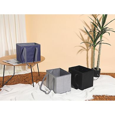 Fabric Storage Bin for Shelves, Long Handles with Built-In Bottom 3 Pack Storage Basket 13*9.8*11in
