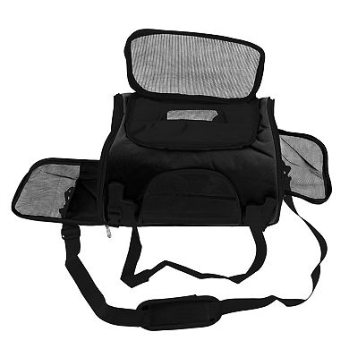 Pet Carrier Bag, Foldable Transport Box with Removable Plush Mat and Adjustable Shoulder Strap