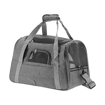 Pet Carrier Bag, Foldable Transport Box with Removable Plush Mat and Adjustable Shoulder Strap