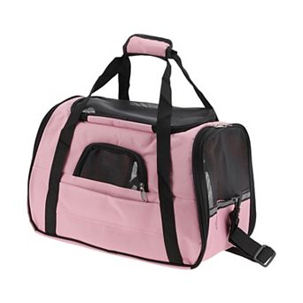 Pet Carrier Bag, Foldable Transport Box with Removable Plush Mat and Adjustable Shoulder Strap