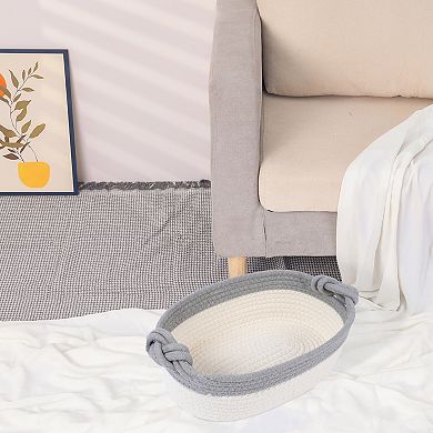 3 Packs Woven Storage Basket, Shelf Closet Storage Bin with Handles for Key Tray Bowl