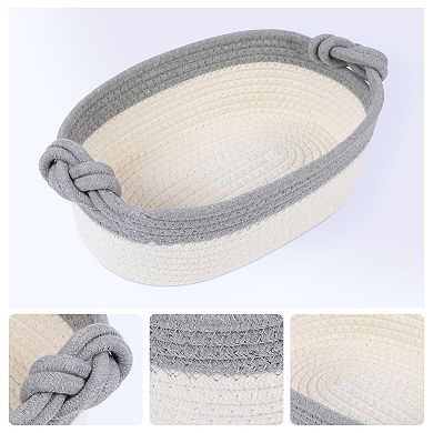 3 Packs Woven Storage Basket, Shelf Closet Storage Bin with Handles for Key Tray Bowl