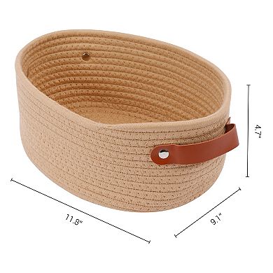 3 Packs Woven Storage Basket, Shelf Closet Oval Storage Bin with Handles