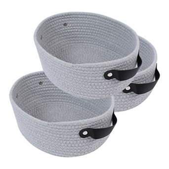 3 Packs Woven Storage Basket, Shelf Closet Oval Storage Bin with Handles