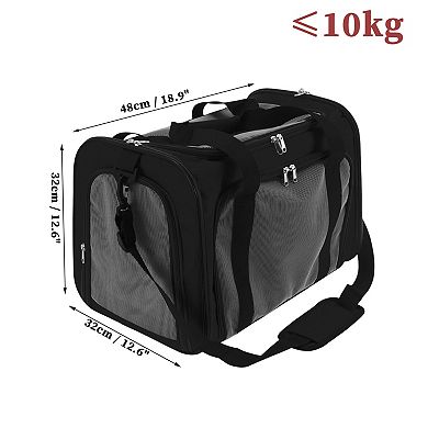 Pet Carrier Bags, Foldable Transport Box with Removable Plush Mat and Adjustable Shoulder Strap