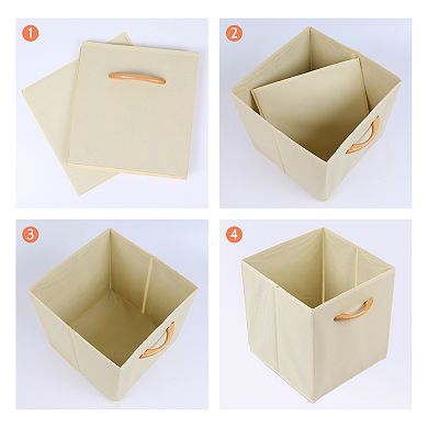 Set of 3 Fabric Storage Cube with Built-In Bottom, Storage Bin with Handle for Shelves 11*11*11in