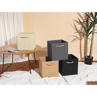 Set of 3 Fabric Storage Cube with Built-In Bottom, Storage Bin with Handle for Shelves 11*11*11in