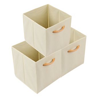 Set of 3 Fabric Storage Cube with Built-In Bottom, Storage Bin with Handle for Shelves 11*11*11in