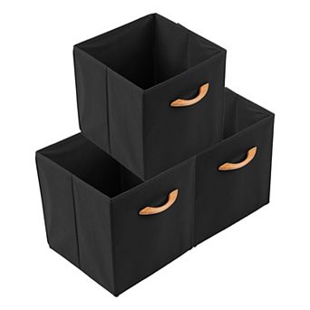 Set of 3 Fabric Storage Cube with Built-In Bottom, Storage Bin with Handle for Shelves 11*11*11in