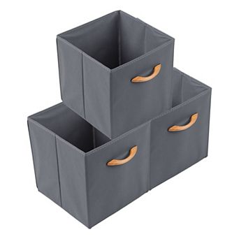 Set of 3 Fabric Storage Cube with Built-In Bottom, Storage Bin with Handle for Shelves 11*11*11in