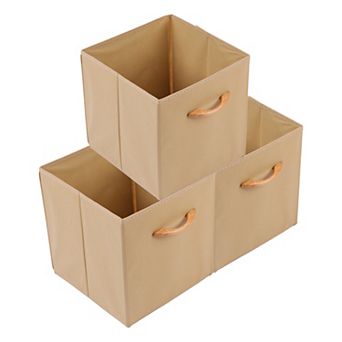 Set of 3 Fabric Storage Cube with Built-In Bottom, Storage Bin with Handle for Shelves 11*11*11in