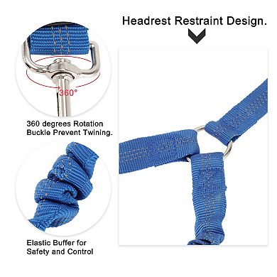 Double Dog Seat Belt, Nylon Pet Car Headrest Restraint Safety Seatbelt, No Tangle Dog Leash Blue