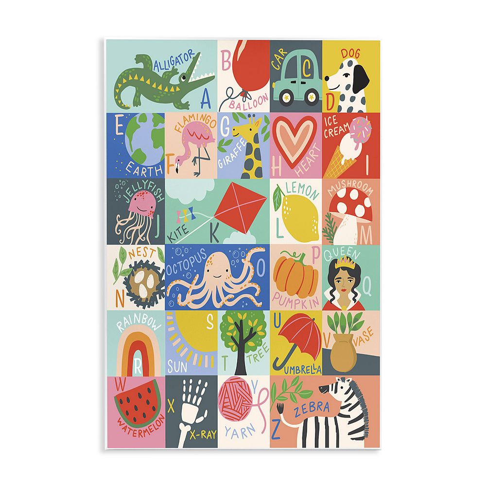 Stupell Home Decor Patchwork Style ABC Letters Plaque Wall Art