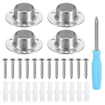 Stainless Steel Closet Rod Holder Set O-Shaped Flange Socket Bracket