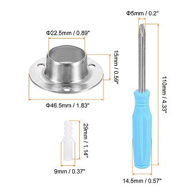 Stainless Steel Closet Rod Holder Set O-Shaped Flange Socket Bracket
