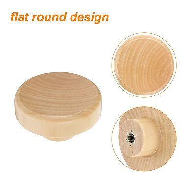 6pcs Wood Knobs 1.5"(38mm) Wooden Drawer Pulls with Screws Wood Color