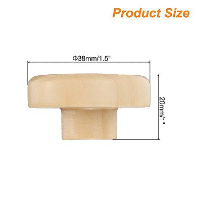 6pcs Wood Knobs 1.5"(38mm) Wooden Drawer Pulls with Screws Wood Color