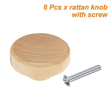 6pcs Wood Knobs 1.5"(38mm) Wooden Drawer Pulls with Screws Wood Color