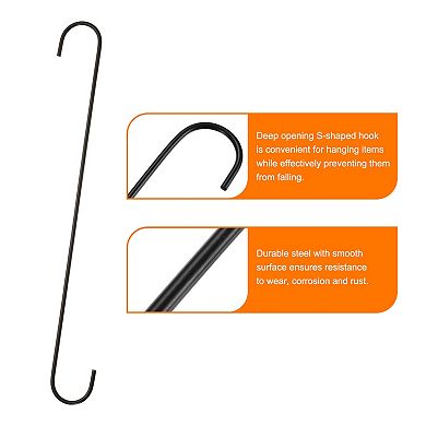 5pcs Long S Hooks Extra Long Metal S-shaped Hanging Hooks for Kitchen Garden Bathroom Garage Closet