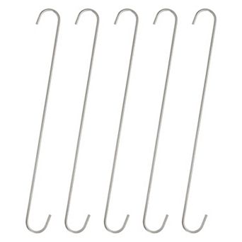 5 pc Long S Hooks Extra Long Metal S-shaped Hanging Hooks for Kitchen Garden Bathroom Garage Closet