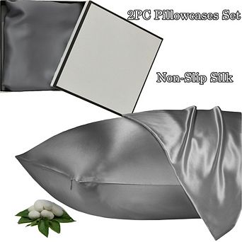 Anti-slip Mulberry Silk Pillowcase 2PCS, Soft & Smooth Bed Pillowcase, Luxury Women's Men's Gifts
