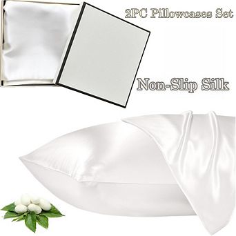 Anti-slip Mulberry Silk Pillowcase 2PCS, Soft & Smooth Bed Pillowcase, Luxury Women's Men's Gifts